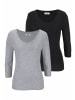 FLASHLIGHTS V-Shirt in grau-meliert, schwarz