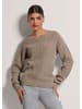 MADELEINE Langarm Pullover mit U-Boot-Ausschnitt in silbergrau / wollweiß / melange