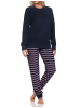 NORMANN Frottee langarm Schlafanzug Bündchen Pyjama - 82635 in marine