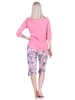 NORMANN Wunderba kurzarm Pyjama Caprihose floralem print in pink