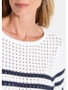 GOLDNER Ajourpullover mit Streifenmuster in weiß / marine / geringelt
