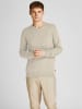 Jack & Jones Dünner Langarm Strickpullover V-Neck Basic Sweater JJEEMIL in Hellgrau