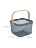 relaxdays 2 x Drahtkorb in Dunkelblau/ Natur - (B)26 x (H)17,5 x (T)24 cm