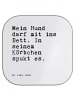 Mr. & Mrs. Panda Glasuntersetzer Mein Hund darf mit... mit Spruch in Weiß