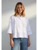 More & More weite 3/4 Arm-Bluse, Blumenstickerei in white