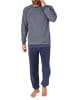 NORMANN Frottee Schlafanzug lang Pyjama RingelMuster - 82341 in blau