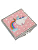 Mr. & Mrs. Panda Handtaschenspiegel quadratisch Einhorn Pegasus ... in Rot Pastell