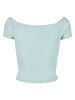 Urban Classics Urban Classics Damen Ladies Off Shoulder Rib Tee in seablue