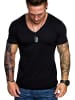 Amaci&Sons Basic T-Shirt mit V-Ausschnitt EUGENE in Schwarz