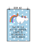 Mr. & Mrs. Panda Bild Einhorn Fliegendes Pferd mit Spruch in Blau Pastell