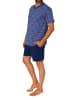 NORMANN Kurzarm Schlafanzug Shorty Jersey und karierten Pyjama Oberteil in marine
