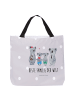 Mr. & Mrs. Panda Schultertasche Koala Familie zwei mit Spruch in Grau Pastell
