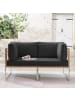 home24 home24 Loungesofa 2-teilig - Webstoff / Teak massiv / Edelstahl - Anthrazit - 140 x 74 x 70 cm in Anthrazit