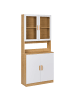Beliani Vitrine CYGNET in Weiß/Braun - (W) 80 x (H) 182 x (L) 34 cm