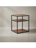KADIMA DESIGN Massiver Sheesham-Holz Nachttisch, Industrie-Stil, 3 Ablagen