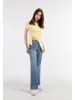 myMo Damen Jersey-Shirt Aus Rippstrick in Hellgelb