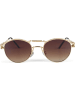 styleBREAKER Panto Sonnenbrille in Gold / Braun Verlauf