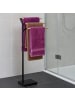 relaxdays Handtuchständer in Schwarz/ Natur - (B)38,5 x (H)75 x (T)18 cm
