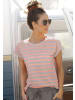 Vivance by Lascana Kurzarmshirt in hellgrau-meliert-neonorange-gestreift