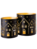 Butlers Windlicht LUMINOUS Häuser in Schwarz