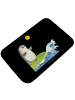 Mr. & Mrs. Panda Badezimmerteppich Pinguin Surfer ohne Spruch in Schwarz