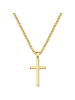 True Rebels Kette Kreuz aus Edelstahl in gelbgold
