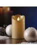 MARELIDA LED Kerze mit beweglicher Flamme Echtwachs Rustik-Optik H: 12,5cm in gold