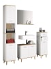 VCM  4-tlg. Komplett Badmöbel Badschrank Set Landos l in Weiß / Honig-Eiche
