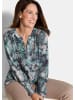 GOLDNER Kurzgröße:  Jerseybluse Elegantes Blusenshirt mit V-Ausschnitt in petrol / gemustert
