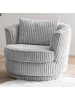 Furn.Design Big-Sessel Relaxsessel Mega Cord hell grau Ø 95 cm 360° drehbar, inkl. Kissen