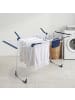relaxdays Wäscheständer in Weiß/ Blau - (B)98–161,5 x (H)96,5 x (T)95 cm
