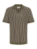 BLEND Klassisches Poloshirt Kurzarm Streifenmuster in Olive-2