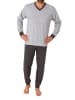 NORMANN Langarm Schlafanzug Pyjama Bündchen - 86187 in grau