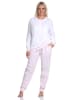 NORMANN Pyjama Schlafanzug Bündchen Paysley Design und Knopfleiste am Hals in rosa