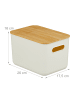 relaxdays 2x Aufbewahrungsbox in Weiß/ Natur - (B)26 x (H)16 x (T)17,5 cm