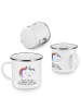 Mr. & Mrs. Panda Camping Emaille Tasse Einhorn Fliegendes Pferd ... in Weiß