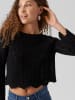 Vero Moda Legerer Feinstrick Pullover Weiches Strick Muster Oberteil in Schwarz