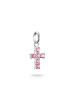 Thomas Sabo Charm-Anhänger Kreuz Mit Pinken Steinen Connect in silber, pink