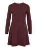 Vila Elegant geschnittenes Kleid mit langen Ärmeln und Rundhalsausschnitt in Weinrot