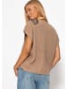 SASSYCLASSY Strickweste mit Herzknöpfen in Taupe