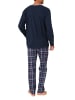 NORMANN Schlafanzug langarm mit karierter Jersey Hose in marine