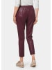 GOLDNER Kurzgröße:  Bequeme Schlupfhose in Lederoptik in portwein