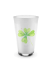 Mr. & Mrs. Panda Latte Macchiato Glas Blume Kleeblatt ohne Spruch in Transparent
