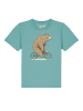 wat? Apparel T-Shirt Fahrradbär in Teal Monstera