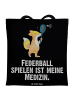 Mr. & Mrs. Panda Tragetasche Fuchs Federball spielen mit Spruch in Schwarz