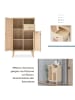 ABRIHOME Sideboard in Natur mit Rattantüren 60x40x101 cm und Massivholzbeinen
