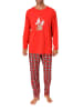 NORMANN Schlafanzug Weihnachten langarm Weihnachtsmotiv in rot