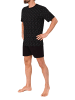 NORMANN Kurzarm Schlafanzug Shorty Pyjama Minimalprint in schwarz