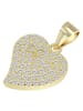 Adeliás Damen Anhänger Herz aus 925 Silber mit Zirkonia in gold