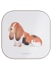 Mr. & Mrs. Panda Glas-Untersetzer Hund Basset Hound ohne Spruch in Weiß